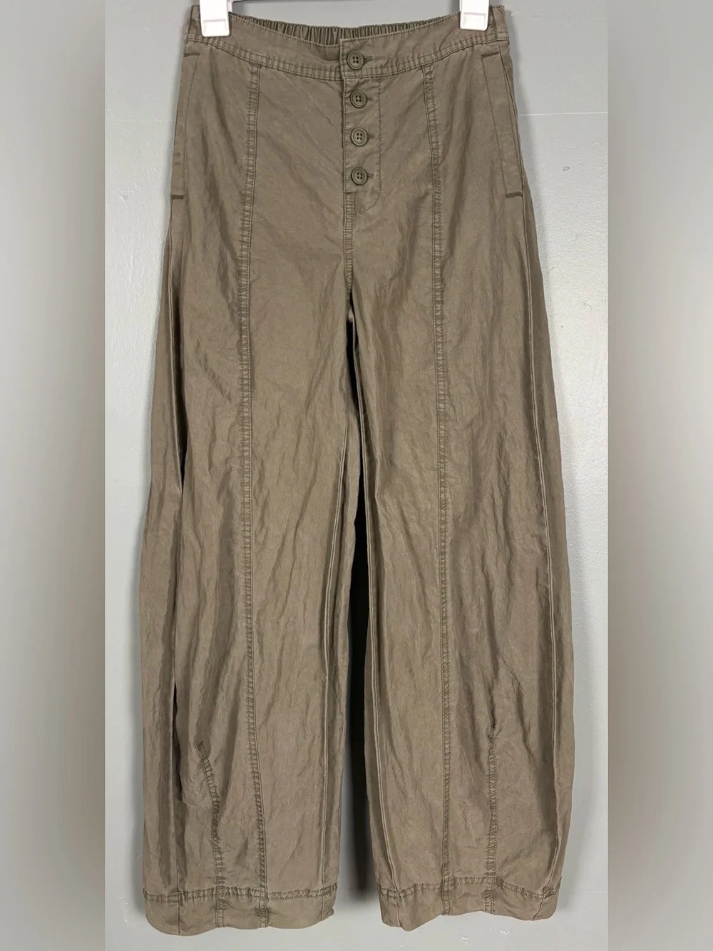 Free People Sylvie Green Barrel High Rise Pants - Picture 5 of 8